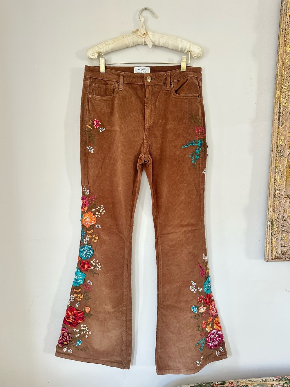 DRIFTWOOD x Free People Brown Corduroy Floral Pants